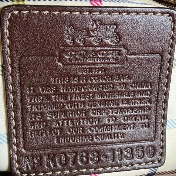 Coach Brown Signature Coated Canvas Leather Heritage Stripe Vintage Tote EUC - Picture 13 of 14